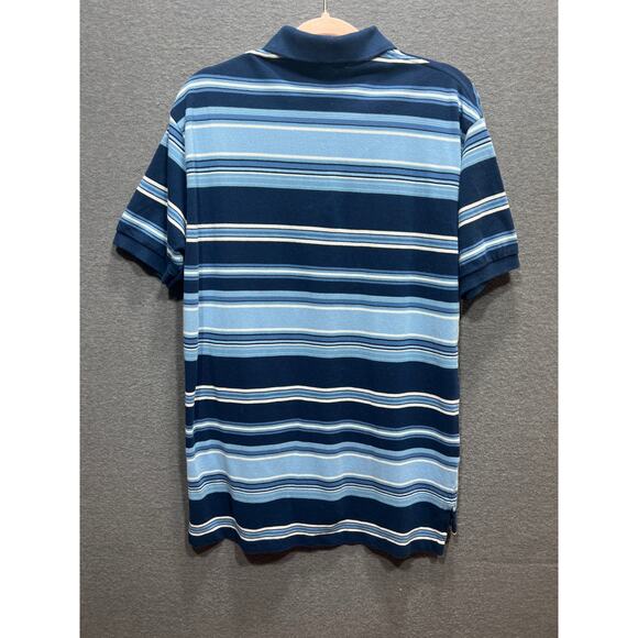 Polo Ralph Lauren Polo Blue/White Stripe Knit Yellow Pony Mens Size Large - Picture 2 of 9